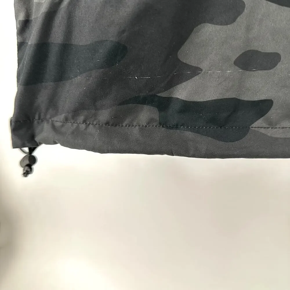 Alo Stride Camo Hooded Jacket Full Zip Pockets Drawstring Camo Gray Black XL